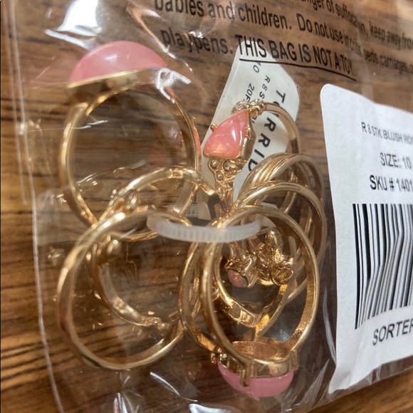 Torrid Gold-Tone & Blush Faux Stone Ring Set Of 8 - Picture 6 of 6